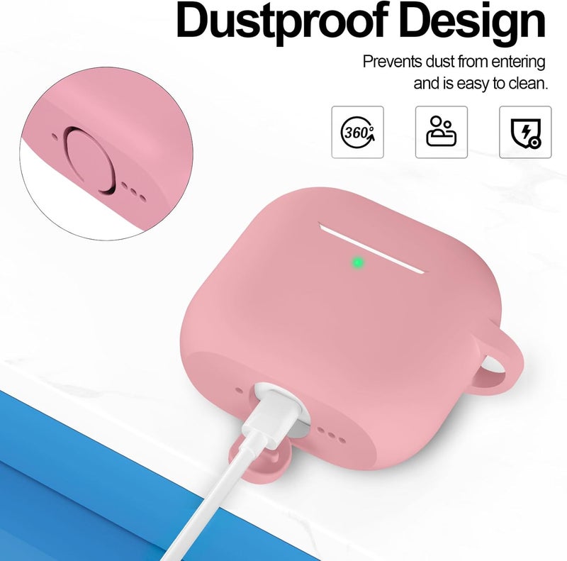 ATUAT Compatible with AirPods 4 Case Cover, Protective Silicone Skin Accessories with Keychain for Women Men for Apple AirPods 4th Generation Case(2024), Front LED Visible, Bean Pink - Image 4